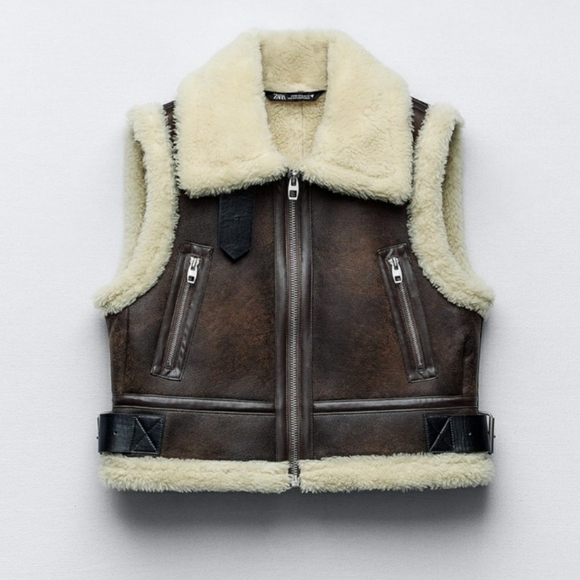 ZARA Cropped Double Faced Fleece Vest Bloggers Favorite - Picture 3 of 6
